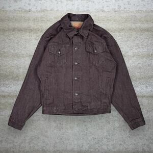 Vintage 90s NOIZ Jean Jacket Mens L Mocha Brown Denim Cotton Button Up